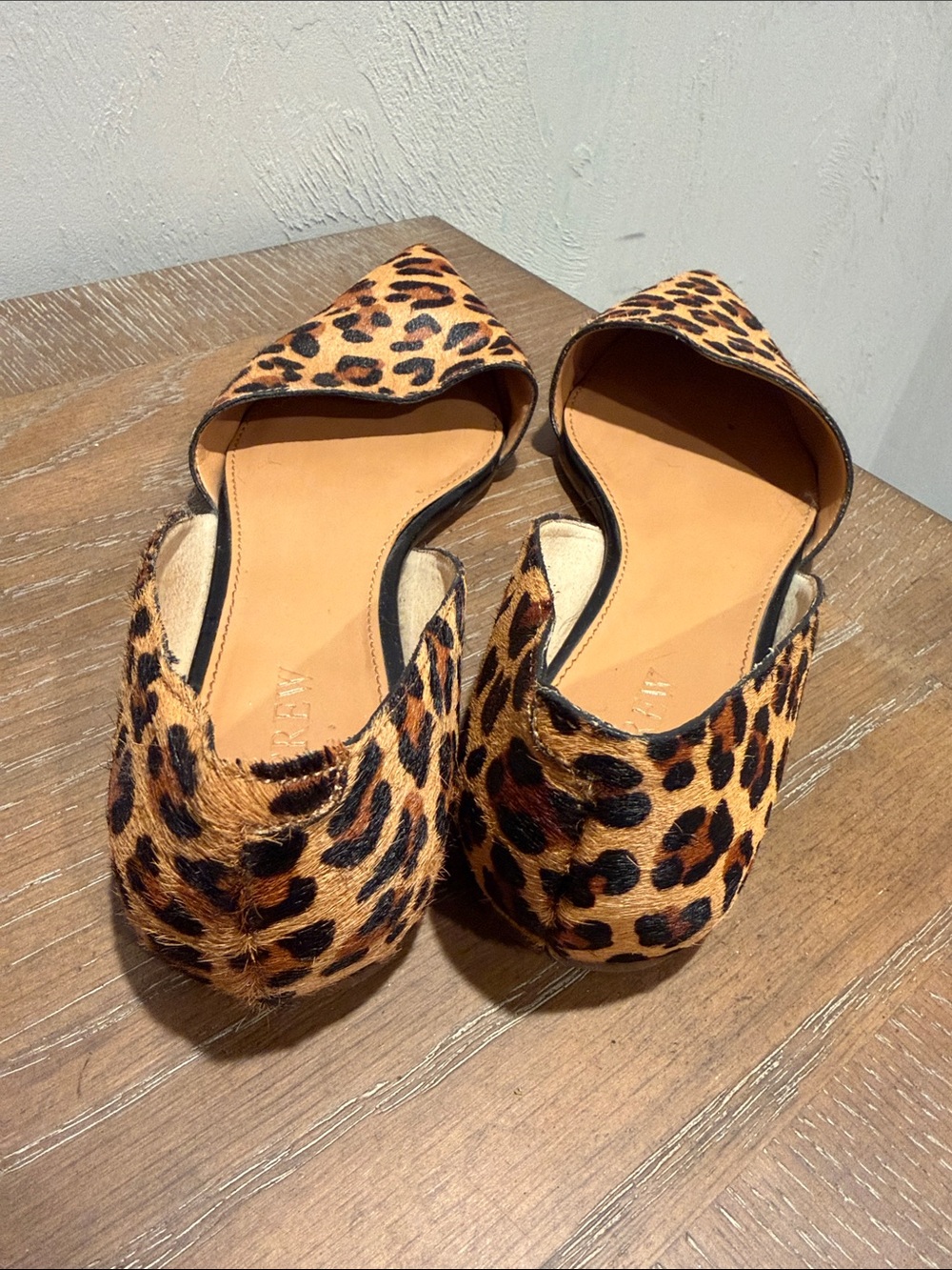 J. Crew Leopard Print Pointed Toe d'Orsay Flats - Tan & Black - Picture 3 of 5